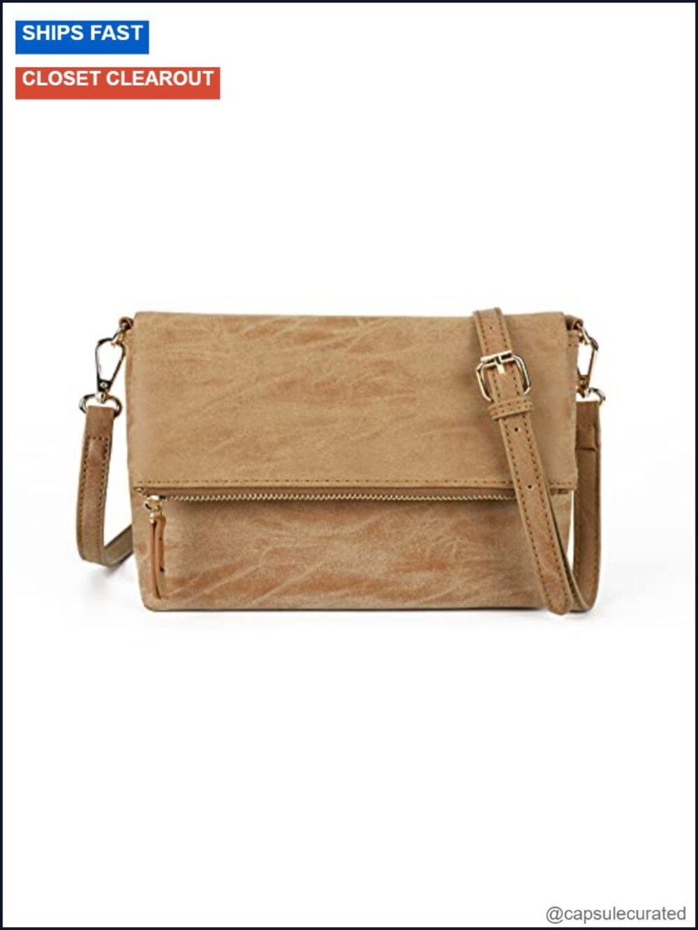 Vegan PU Leather Crossbody Bag with Adjustable Strap